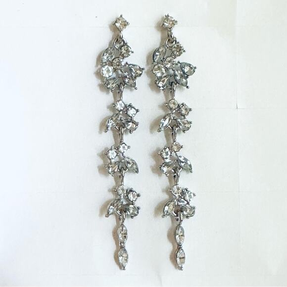 Rhinestone Drop Earrings Sterling Silver Post - Picture 2 of 2